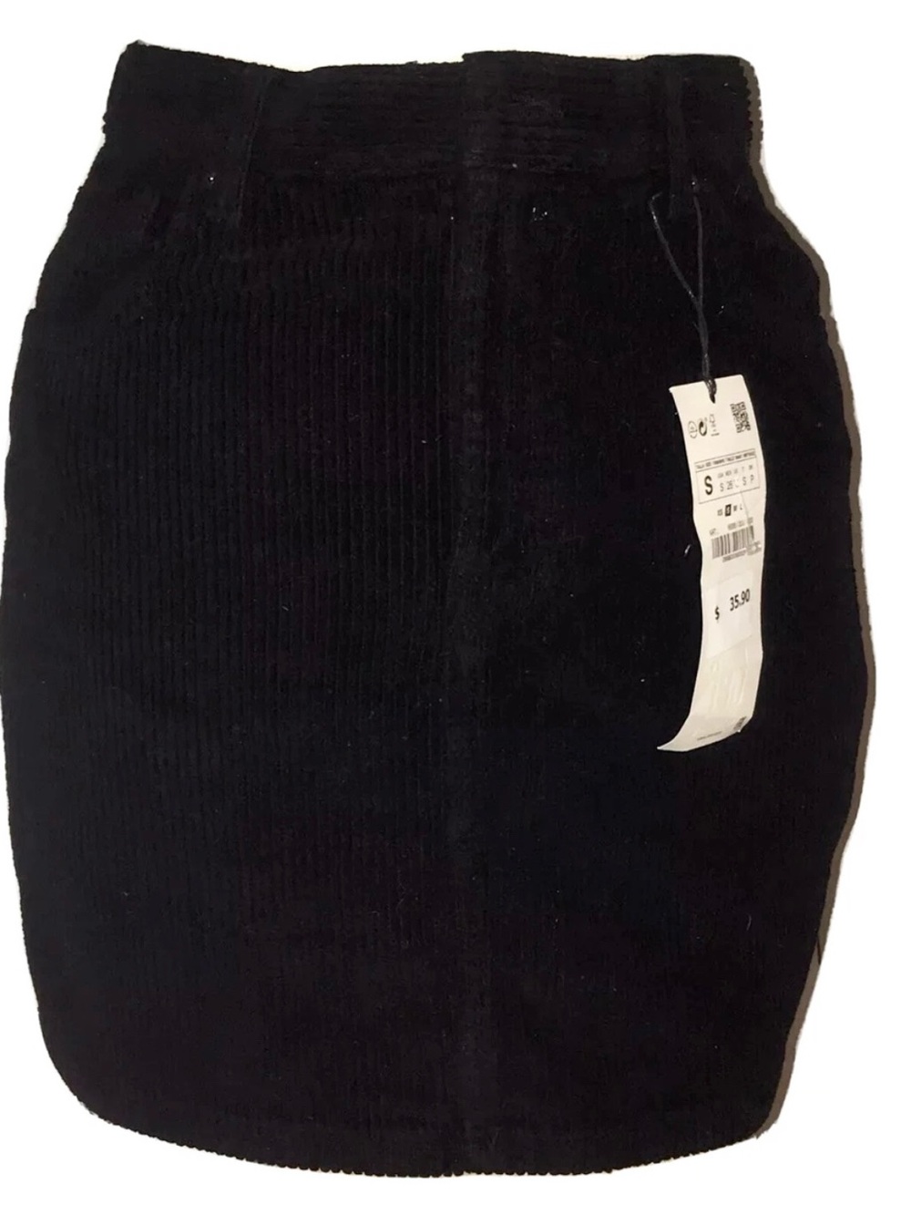 NWT Zara trf Black Corduroy High Waist Pocket Short Mini Skirt